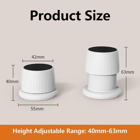 Lot de 12 Rehausseurs Réglables Antidérapants pour Meubles, Lits, Canapés, Tables et Chaises, Pieds de Meubles Réglables De 4,1 à 6,3 cm, Noir+Blanc+Gris (1/5)