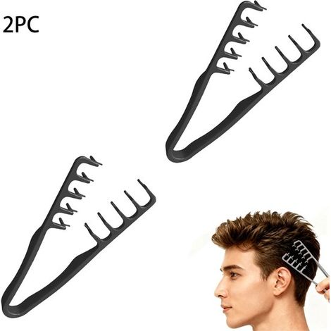 2-teiliges Unisex-Haarstyling- und Volumenkamm-Set mit breiten Zinken für hochgesteckte Duttfrisuren (Schwarz) (1/5)