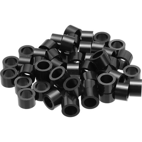 120Pcs Entretoise ABS M8 x 12mm OD x 8mm L Rondelles d'Espacement Rondes en Plastique Noir, Écrou d'Écartement Non Fileté pour Vis, Boulons, Prise Électrique (1/5)