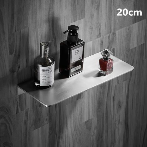 Étagère de rangement de salle de bain en acier inoxydable 304 (20 cm, finition brossée) / Étagère d'angle de douche chromée brossée - Accessoires de salle de bain multifonctionnels (1/5)