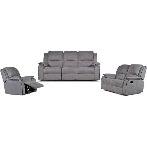 Vente-Unique – Canapé relax 3 places et fauteuil en microfibre – Inclinaison 160° – Garnissage haute résilience – Gris (1/5)