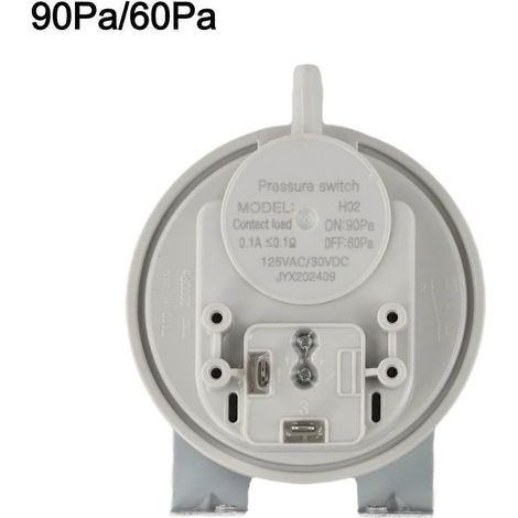 Pressostat 26Pa/18Pa, 65Pa/40Pa, 75Pa/55Pa, 90Pa/60Pa, 110Pa/90Pa, compatible avec les chauffe-eau à gaz muraux. (1/5)