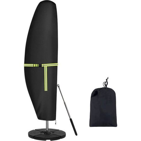 Housse de Parasol - Oxford 420D Imperméable & Anti-UV - 210cm, Tiges & Sacs inclus - Noir (1/4)