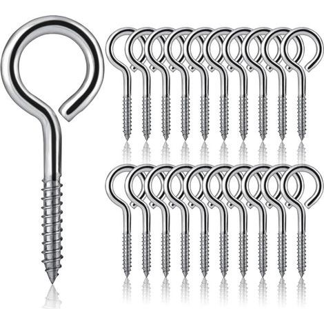 20 Stück M5 x 65 Ösenschrauben, Schraubhaken aus Edelstahl 304, Einschraub-Ösenschrauben, selbstschneidende Metallhaken für Heimwerkerprojekte, Bastelarbeiten und Holzrahmen (1/4)