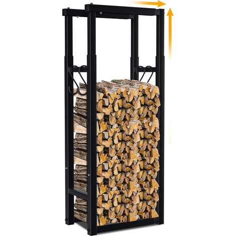 Jiubiaz kaminholzregal Metall Brennholzregal Holzkorb  Ausziehbar Brennholzständer schwarzes L40/53/65cm H100/125/150cm (1/5)