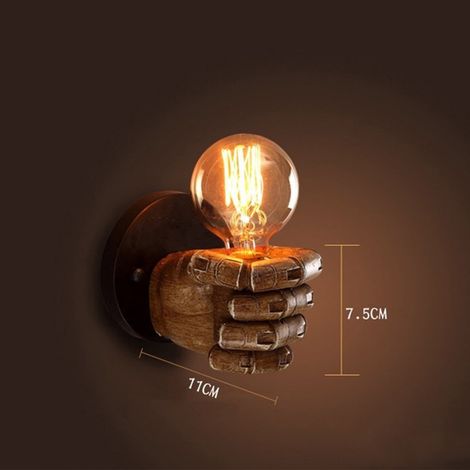 Support de lampe murale décoratif original en forme de poing, pour bar, restaurant, café, main gauche (1/5)