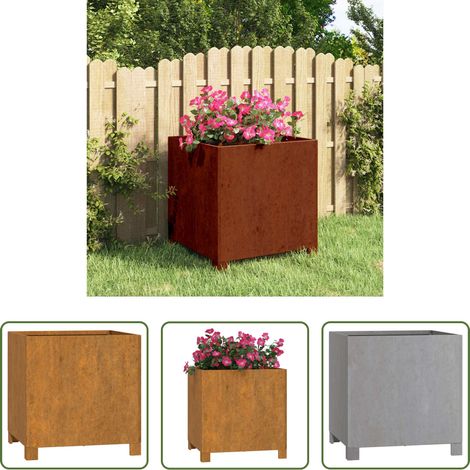 Acier corten - Jardinière avec pieds Rouillé 40x40x40 cm Acier corten (1/5)