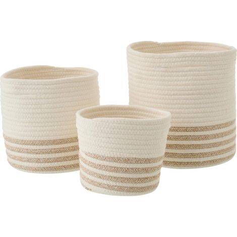 Lot de 3 Paniers de Rangement "Ligné" 25cm Blanc (1/3)