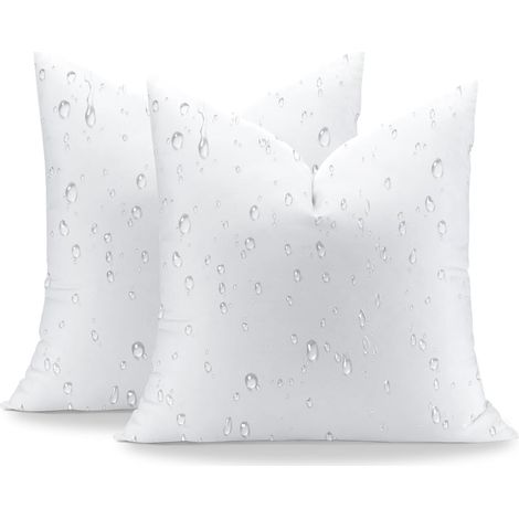 Rembourrages de coussins d'extérieur 18x18, rembourrages de coussins décoratifs en duvet synthétique imperméable à l'eau (ensemble de 2 pièces), adaptés aux coussins d'extérieur décoratifs pour canapé (1/3)