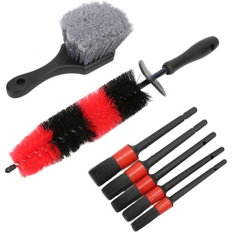 Kit de 7 brosses de nettoyage pour l'intérieur et l'extérieur de votre voiture : lavage, cirage, dépoussiérage et lustrage. (1/5)