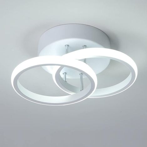 COMELY LED Ceiling Light 2 Rings Fashion New Style Black And White Aisle Ceiling Lamp For Entrance Balcony Corridor Kitchen Living Room Indoor Lighting Cool White Light 22W (White)