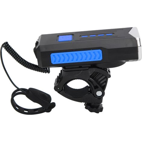 Wasserdichte Fahrradfrontleuchte mit Taschenlampe, Hupe und USB-Aufladung (blau) (1/5)