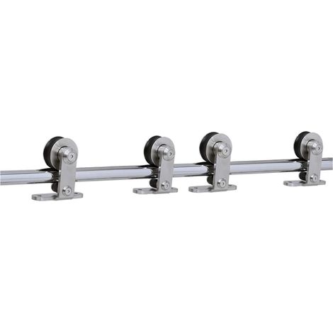 Kit de quincaillerie pour porte de grange Quincaillerie de porte de grange coulissante en acier inoxydable en forme de T, kit de quincaillerie de porte coulissante en verre et en bois for porte double (1/5)