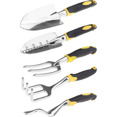 Set di 5 attrezzi da giardino, per piantare a mano in interni ed esterni, per giardinieri principianti (lega di alluminio)