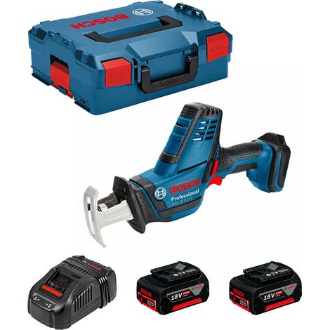 Bosch Professional 18V System GSA 18 V-LI C - Sierra sable a batería (0 - 3050 cpm, profundidad de corte 200 mm, 2 baterías x 5.0 Ah, en L-BOXX)