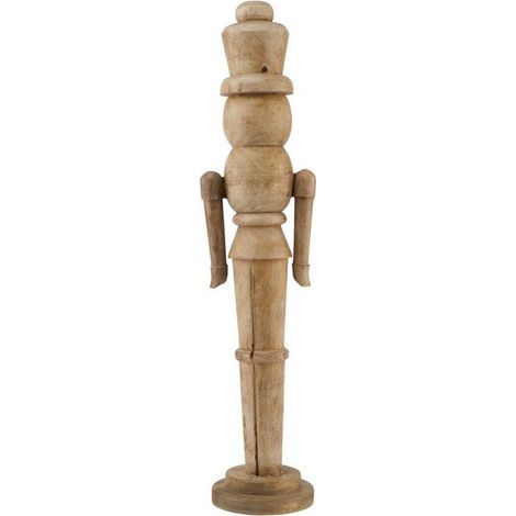 Natural Large Nutcracker Decoration - Wood - L12 x W14 x H60 cm - Brown