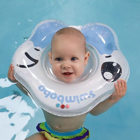 Bouée gonflable pour bébé, double poignée, bouée de bain confortable pour les bébés de 3 à 5 mois, couleur bleue. (1/5)