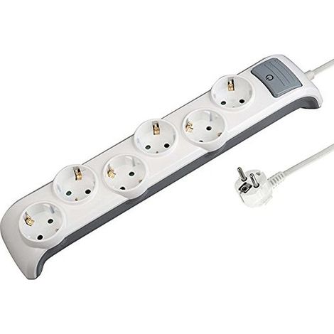 Electraline 62507 – Ciabatta Presa Multipla, 6 prese con interruttore per vetrina – Sezione 3 G1 mm², 2 m, colore: bianco