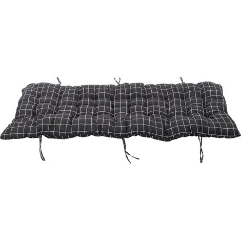Black Checkered Beach Lounger Mat 125cm W x 48cm D x 8cm H (1/4)