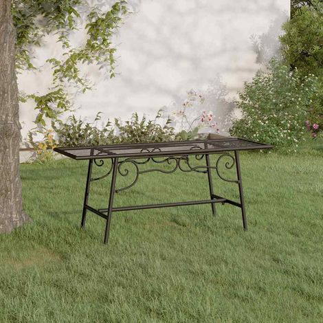 vidaXL Banc tour d'arbre 110 cm Noir Acier (1/5)