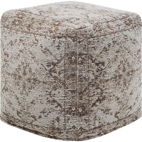 Puf de algodón gris pardo patrón decorativo sala de estar boho vintage retro rústico Meerut