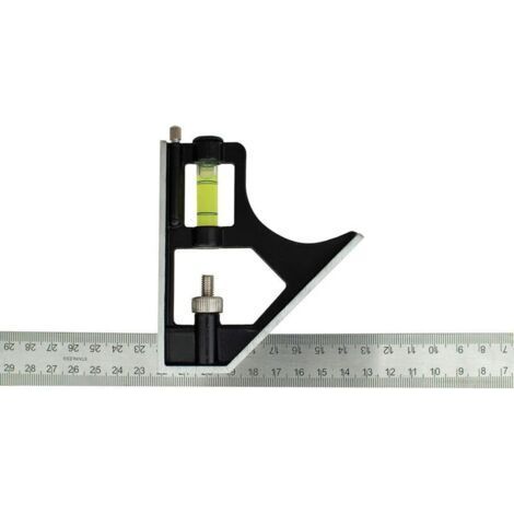 Escuadra combinada de acero inoxidable de 300 mm - Graduación métrica únicamente, incluye lápiz de carpintero (1/4)