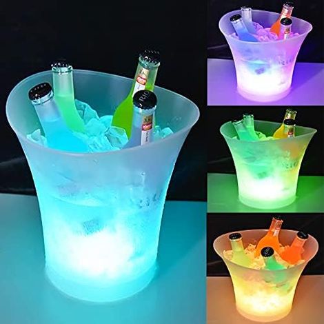 Seau Glace LED 5L, MultiColor, Champagne, Grand, Bouteille, Vin, Fete, Bar, Lumineux, Soiree (1/5)