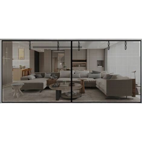 Moustiquaire coulissante pour baie vitrée 244 x 144 cm – Fibre de verre durable – Aimants magnétiques pour passage facile – Installation perçage