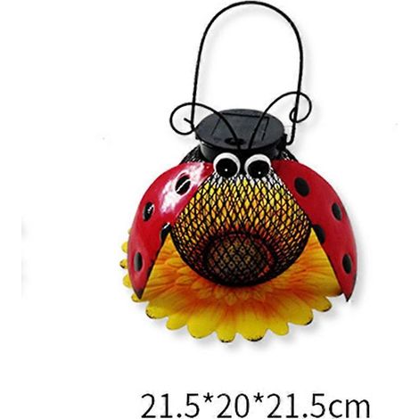 Mangeoire solaire LED suspendue pour oiseaux, décoration de jardin, bac à graines en métal étanche
