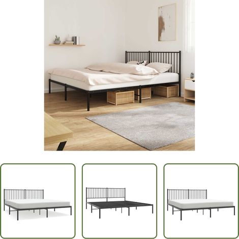 Metallbett -  Bettgestell mit Kopfteil Metall Schwarz 180x200 cm (1/5)