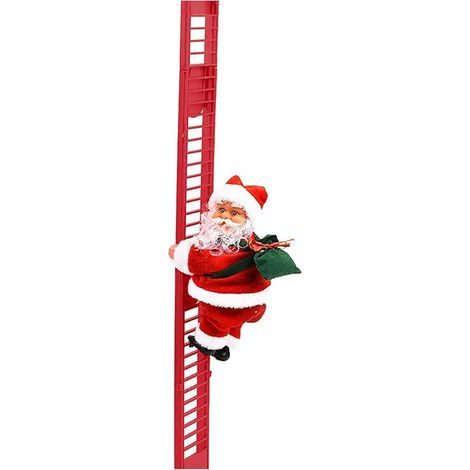 Santa Claus Electric Climbing Ladder - Christmas Decoration with Music that Goes Up and Down - Red Electric Ladder - 56 cm Long - Doll 24 x 12 cm