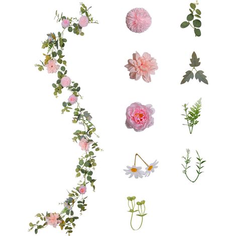 Guirnalda de rosas artificiales - Decoración de oficina en color rosa