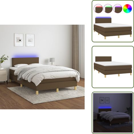 Sommier à lattes de lit matelas et LED Marron foncé 120x200 cm - Lit Plateforme - Lit Design - Lit Moderne - Lit Avec Rangement - Lit Capitonné (1/5)