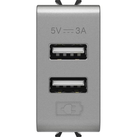 CHARGEUR DOUBLE USB A+A 5V 3A 1M TIT. GEWISS GW14447