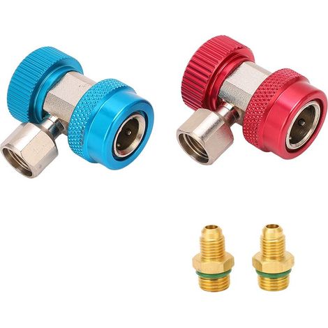Adaptateur de Raccords Rapides R134a, Kit de Conversion Professionnel pour Manomètre de Climatisation avec Tuyau Flexible Réglable 1/4 Pouce (1/5)