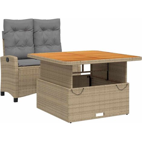 Maison Exclusive - Set da Pranzo da Giardino 2 pz con Cuscini Beige in Polyrattan