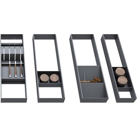 Emuca Orderbox organizador de cajones gris antracita 150x470