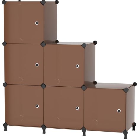 6 Cubes avec Portes, Rangement DIY pour Chambre & Placard,Marron (1/5)
