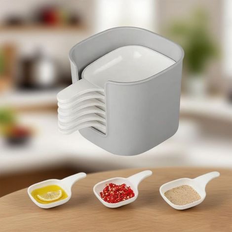 Lot de 6 assiettes à épices avec support,assiettes à sauce soja pour condiments, sushi, ketchup, barbecue, fête, blanc (1/4)