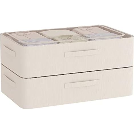 Bacs de rangement sous le lit en tissu Oxford robuste, pliable, empilable, grande capacité pour vêtements, chaussures, couvertures, pulls, jouets (1/5)