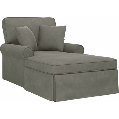 Chaise Lounge with Skirt 3 pcs Light Grey Corduroy Fabric vidaXL