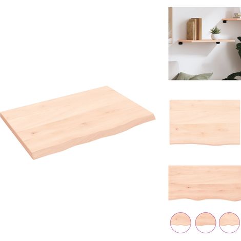 Wandregale - Living Wandregal 60x40x2 cm Massivholz Eiche Unbehandelt (1/5)