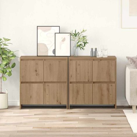 Buffets 2 pcs-Lot de 2 Meuble de rangement chêne artisanal 70 x 41 x 75 cm Bois d'ingénierie 530537 (1/5)