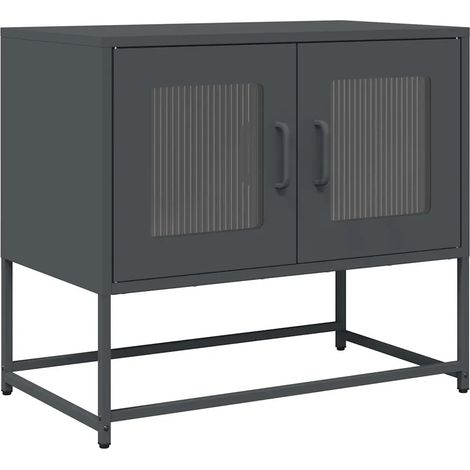 Mobile TV multifunzionale 68 x 39 x 60 cm con ampio vano contenitore finitura contemporanea in acciaio antracite 020049862