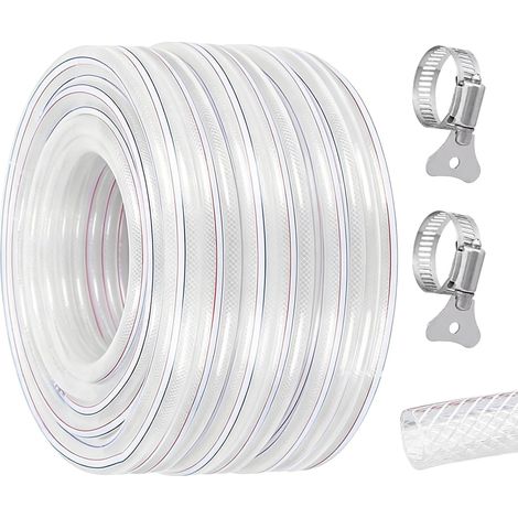 Drinking Water Hose, PVC Reinforced Hose, Garden Hose with Hose Clamp, Garden Hose, Irrigation Hose, Flexible Air Hose, Fuel Hose (25x32mm,10Meter) (1/5)