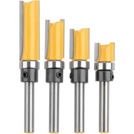 SABIR Ensemble de bits de routeur de modèle de motif de finition Embout de garniture affleurante à queue de 6.2 mm Fraise à bois, paquet de 4 (1/5)