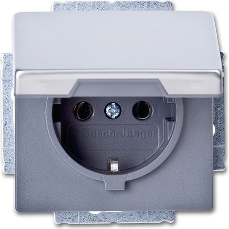 BUSCH-JAEGER 20EUK-866 PRISE DE COURANT, COUVERCLE CLAPET (SCHUKO), ACIER INOXYDABLE, PUR (1/3)