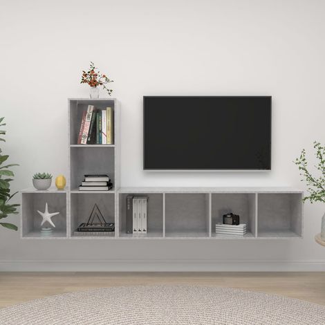 3 Piece TV Cabinet Set Concrete Grey Engineered Wood vidaXL (1/5)