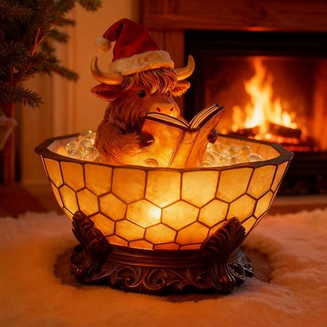 Lanterne De Noël - Vache Highland - Lumière Chaude - Décoration Intérieure Extérieure - 1 Pièce (1/5)