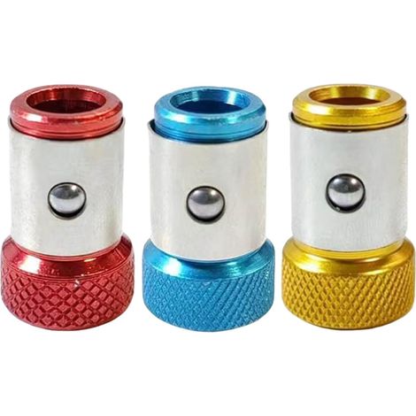 Aimant pour embouts de tournevis, têtes d'embouts de tournevis magnétiques Aimant pour forets de perçage en alliage d'aluminium antidérapant (lot de 3), paire d'accessoires multifonctionnels (1/5)